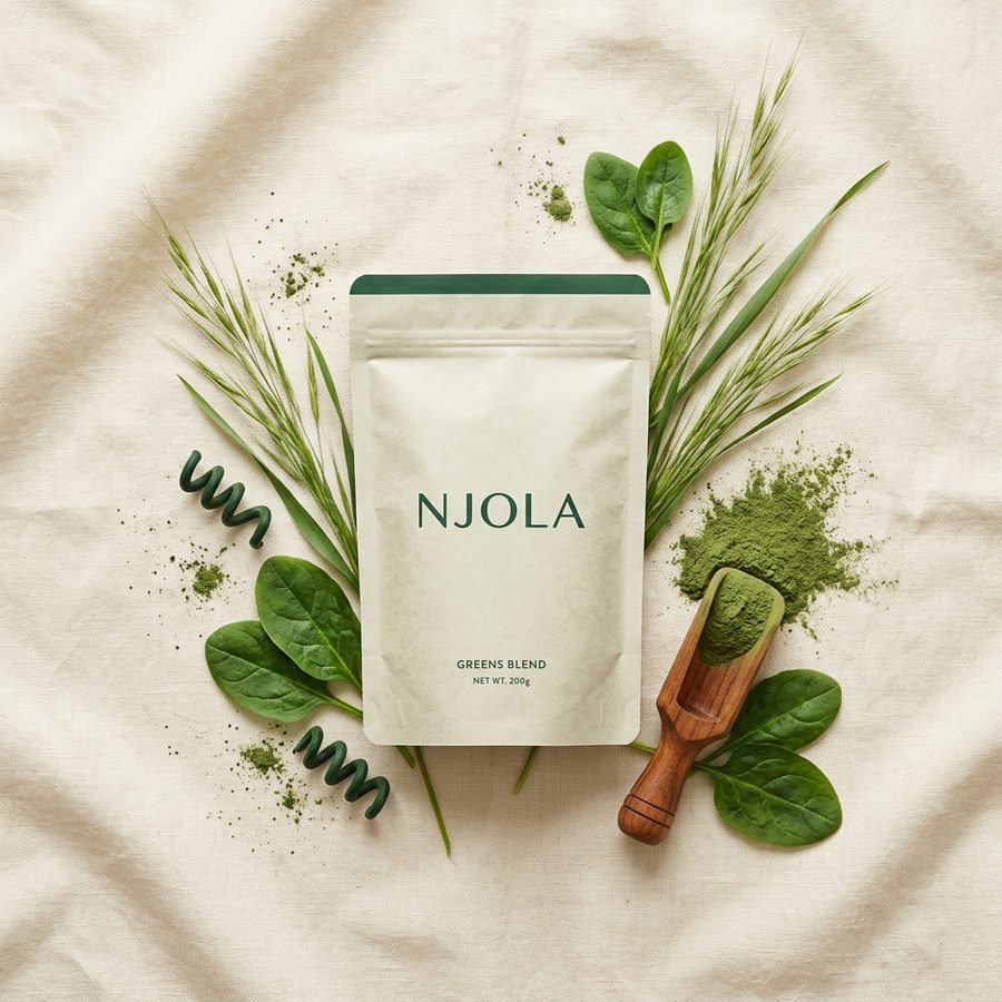 Njola Verpackung mit frischen Greens-Zutaten