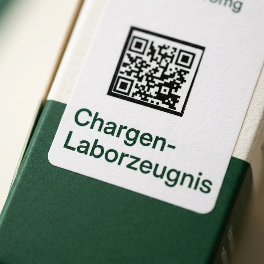 QR-Code Laborzeugnis auf Njola-Verpackung